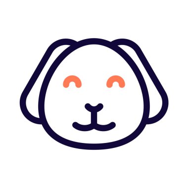 Mutlu gülümseyen köpek yüzlü, gözleri kapalı.