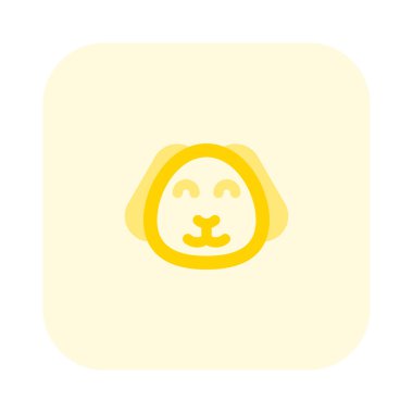 Mutlu gülümseyen köpek yüzlü, gözleri kapalı.