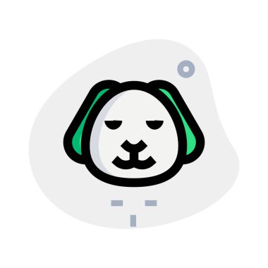 Gözleri kapalı gülümseyen köpek yavrusu ifadesi.