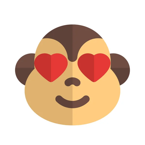 Romántico Mono Feliz Con Los Ojos Del Corazón Amor Emoji — Archivo Imágenes Vectoriales