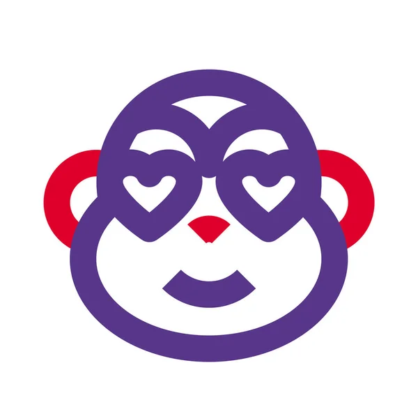 Macaco Feliz Romântico Com Olhos Coração Amor Emoji — Vetor de Stock