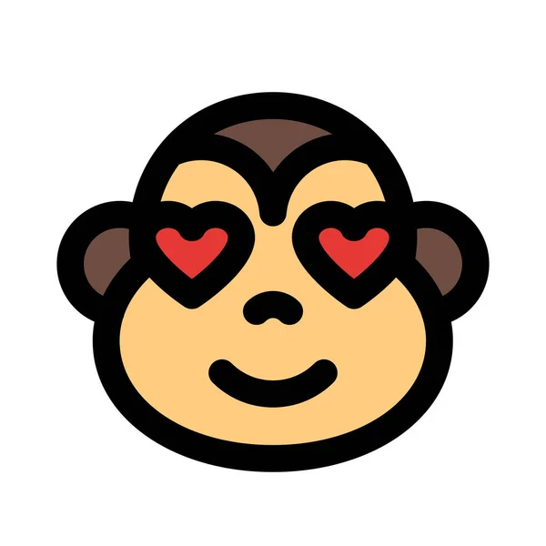Romantic Happy Monkey Heart Eyes Love Emoji — Stock Vector