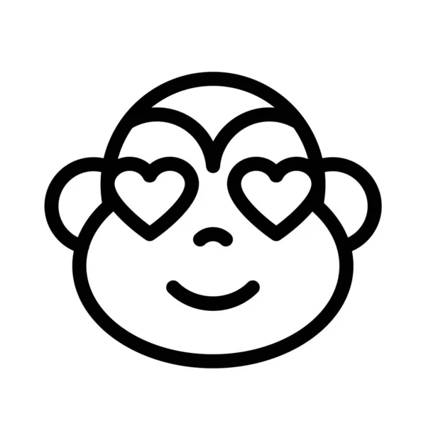 Romantic Happy Monkey Heart Eyes Love Emoji — стоковый вектор