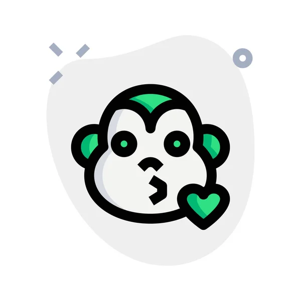 Macaco Sopra Beijo Representação Pictórica Emoticon — Vetor de Stock