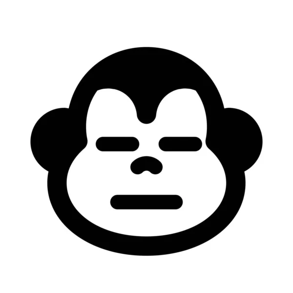 Macaco Triste Com Emoji Rosto Neutro Com Expressão Boca Plana — Vetor de Stock