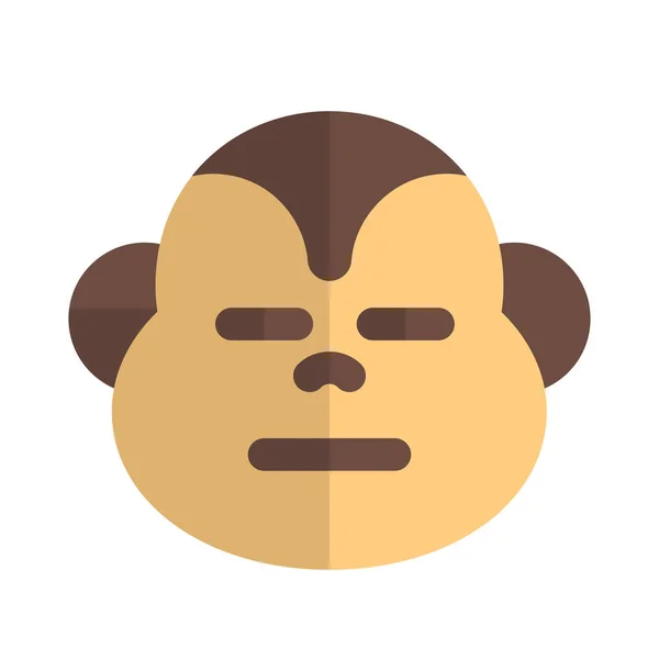 Θλιβερός Πίθηκος Ουδέτερο Πρόσωπο Emoji Επίπεδη Έκφραση Στόμα — Διανυσματικό Αρχείο