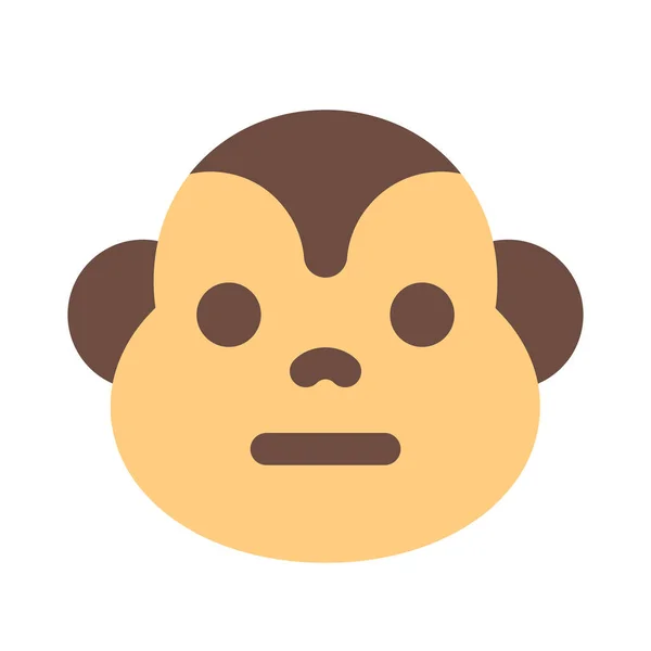 Neutral Apa Ansikte Emoji Med Platt Mun Uttryck — Stock vektor