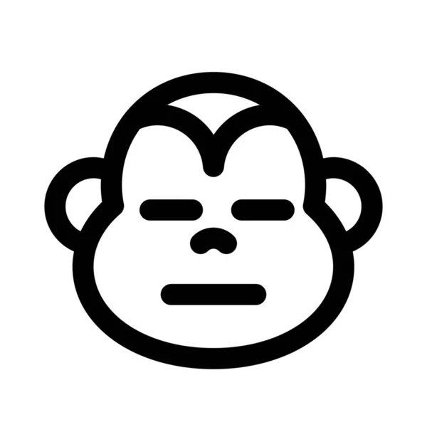 Scimmia Triste Con Emoji Viso Neutro Con Espressione Bocca Piatta — Vettoriale Stock