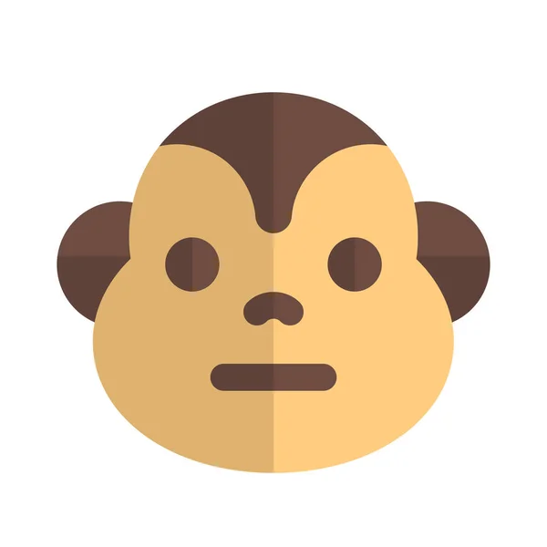 Émoji Visage Singe Neutre Avec Expression Bouche Plate — Image vectorielle