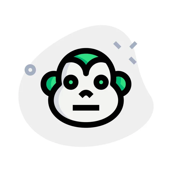 Emoji Facial Macaco Neutro Com Expressão Boca Plana —  Vetores de Stock