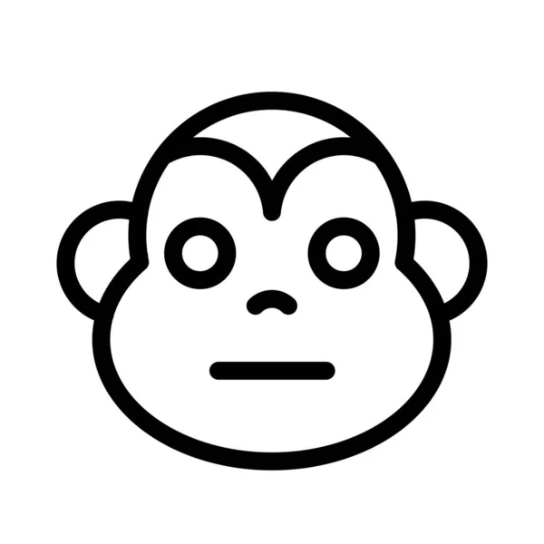 Neutral Monkey Face Emoji Flat Mouth Expression — Stock Vector