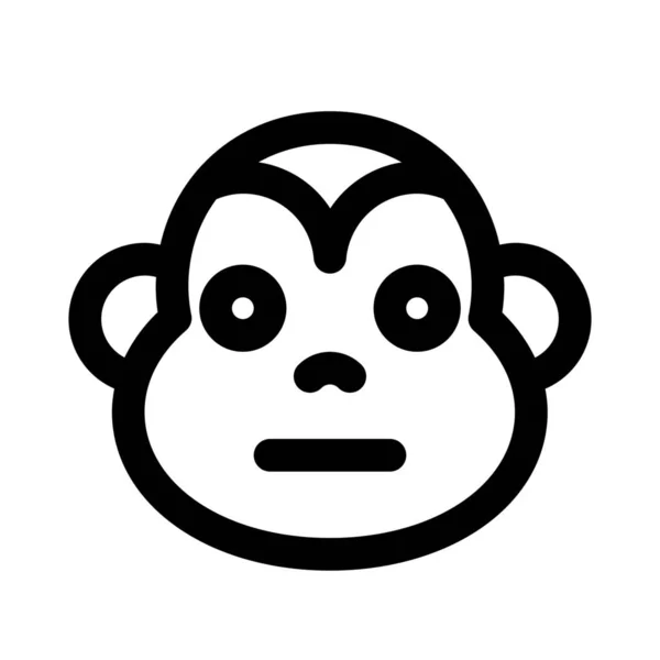 Emoji Facial Macaco Neutro Com Expressão Boca Plana —  Vetores de Stock