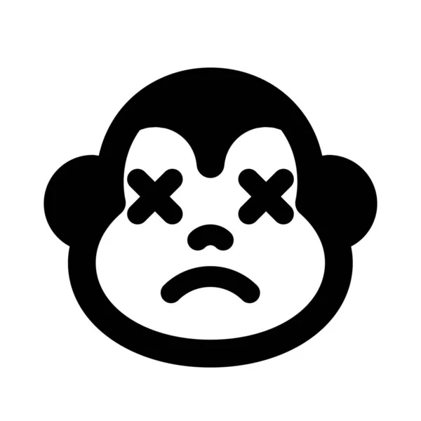 Entspannter Und Neutraler Gesichtsausdruck Des Affen Emoticori — Stockvektor