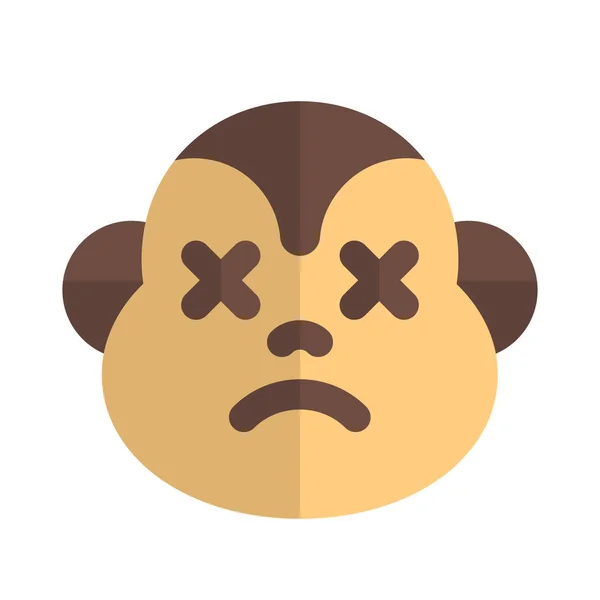 Relaxed Neutral Monkey Facial Expression Emoticori — стоковый вектор