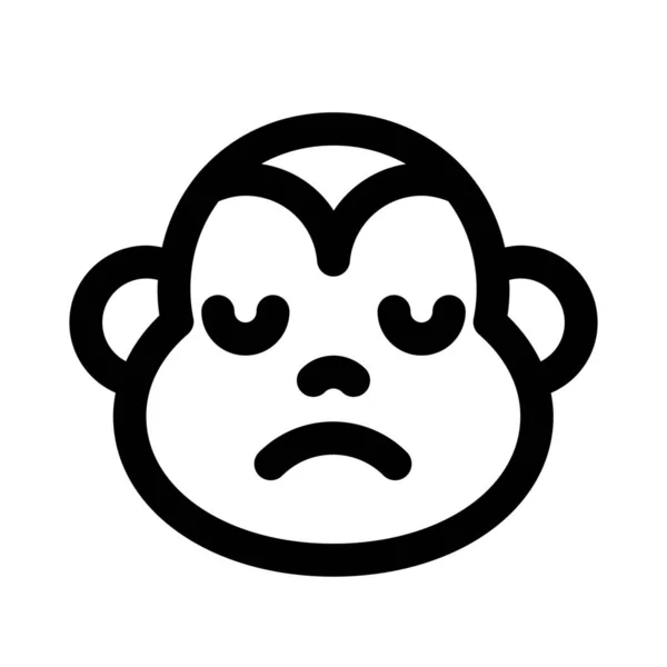 Szomorú Arc Képi Ábrázolása Majom Emoji Chat — Stock Vector