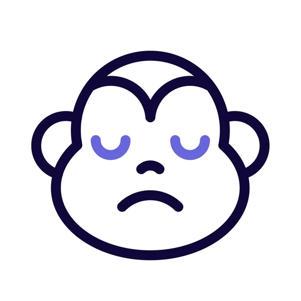 Faccina Triste Rappresentazione Pittorica Scimmia Emoji Chat — Vettoriale Stock