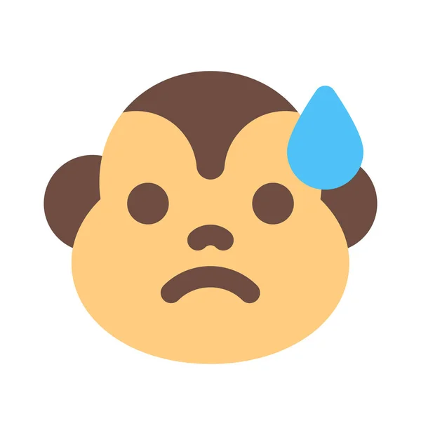 Emoji Mono Triste Con Sudor Frío Cara Emoji — Vector de stock