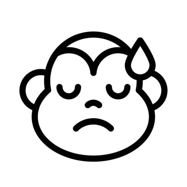 Szomorú Majom Emoji Hideg Verejtékkel Arcán Emoji — Stock Vector
