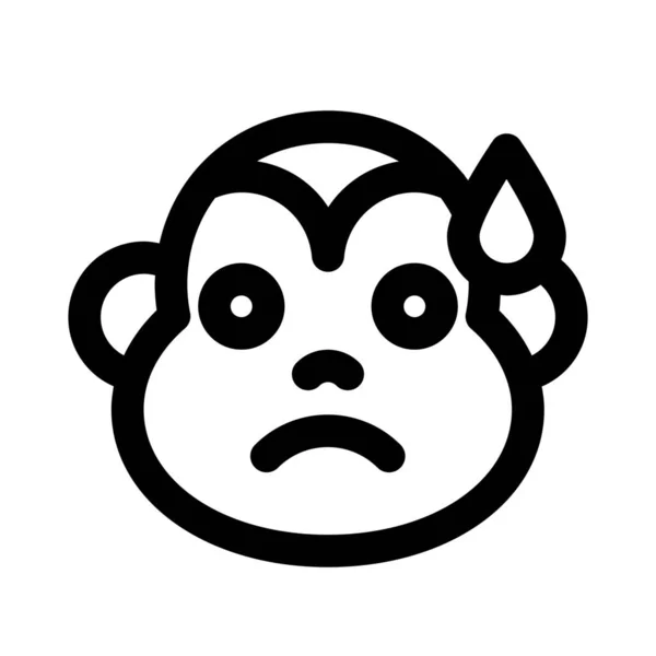 Emoji Scimmia Triste Con Sudore Freddo Sul Viso Emoji — Vettoriale Stock