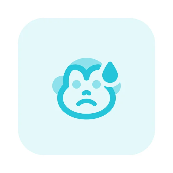 Triste Emoji Singe Avec Une Sueur Froide Sur Visage Emoji — Image vectorielle