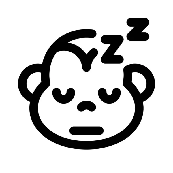 Mono Durmiente Con Representación Pictórica Emoji Compartida Línea — Vector de stock