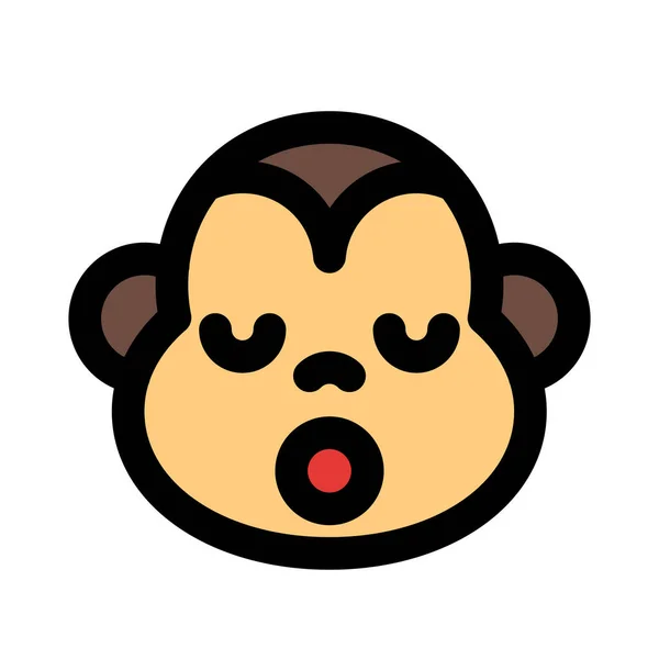 Scimmia Assonnata Con Emoticon Rappresentazione Pittorica Condivisa Online — Vettoriale Stock