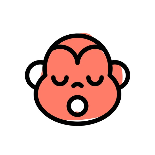 Scimmia Assonnata Con Emoticon Rappresentazione Pittorica Condivisa Online — Vettoriale Stock