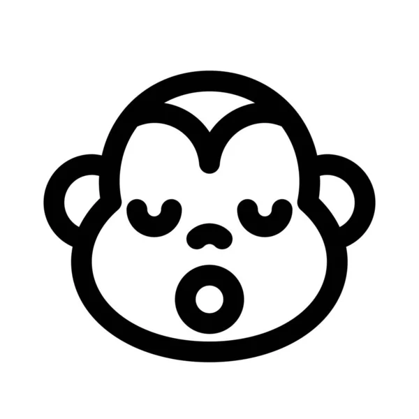 Sleepy Mono Con Emoticonos Representación Pictórica Compartida Línea — Vector de stock