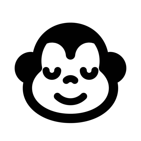 Smiling Monkey Emoticon Eyes Closed Pictorial Representation — стоковый вектор