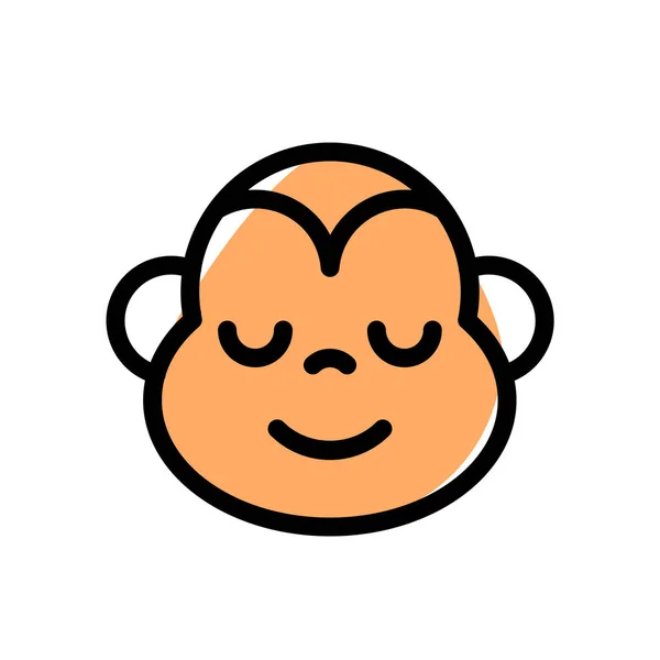 Emoticono Mono Sonriente Con Los Ojos Cerrados Representación Pictórica — Vector de stock