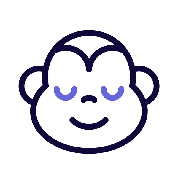 Emoticon Scimmia Sorridente Con Gli Occhi Chiusi Rappresentazione Pittorica — Vettoriale Stock