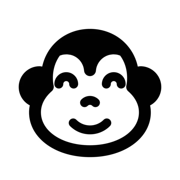 Rosto Macaco Sorridente Feliz Com Olhos Emoji Fechado —  Vetores de Stock