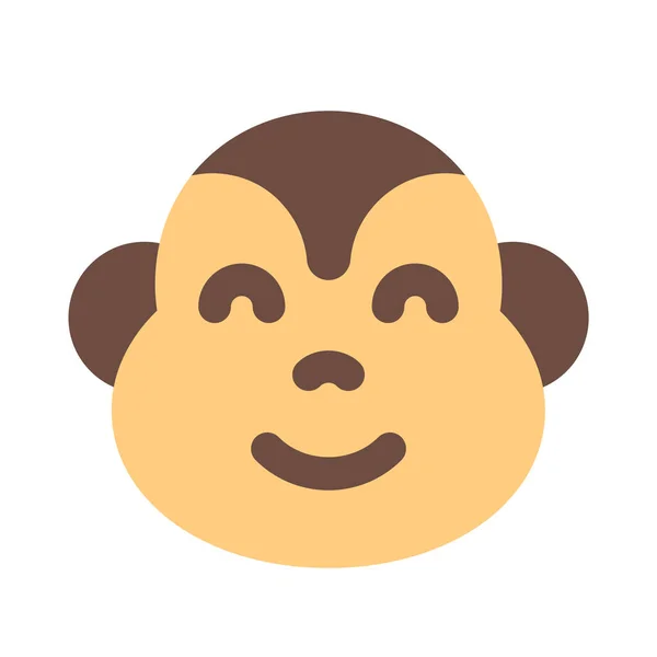 Rosto Macaco Sorridente Feliz Com Olhos Emoji Fechado —  Vetores de Stock