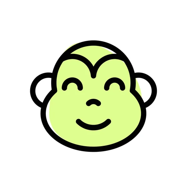 Feliz Cara Mono Sonriente Con Los Ojos Cerrados Emoji — Vector de stock