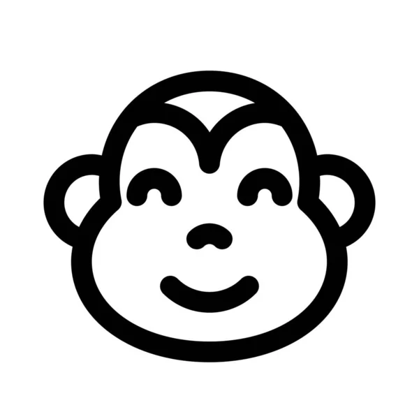 Rosto Macaco Sorridente Feliz Com Olhos Emoji Fechado — Vetor de Stock