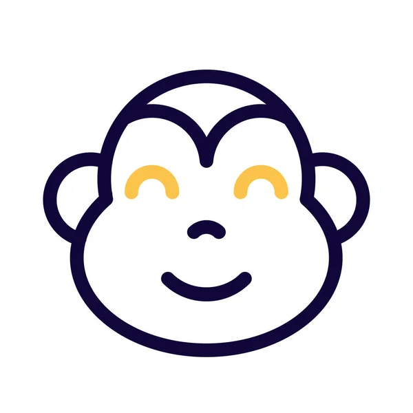 Glücklich Lächelndes Affengesicht Mit Geschlossenen Augen — Stockvektor