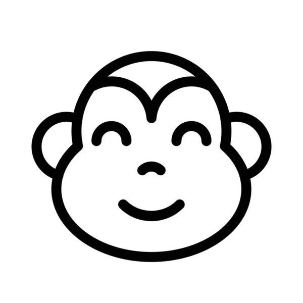 Šťastný Úsměv Opice Tvář Zavřenýma Očima Emoji — Stockový vektor