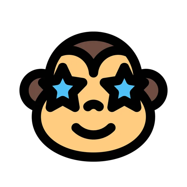 Estrella Pegada Los Ojos Mono Emoticono — Vector de stock