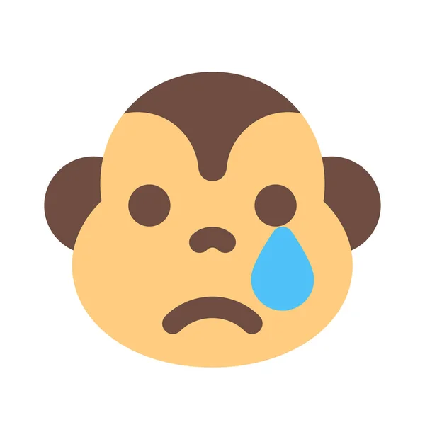 Triste Singe Emoji Avec Larme Goutte Coulant — Image vectorielle