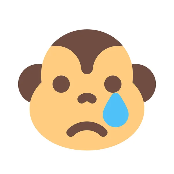 Emoji Macaco Triste Com Com Fluxo Gota Lágrima — Vetor de Stock