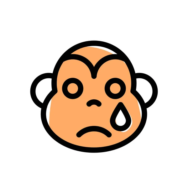 Szomorú Majom Emoji Könnycseppekkel — Stock Vector
