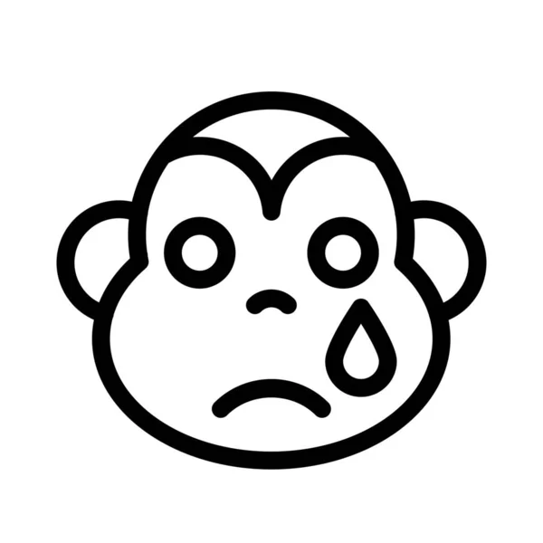 Sad Monkey Emoji Tear Drop Flowing — 스톡 벡터