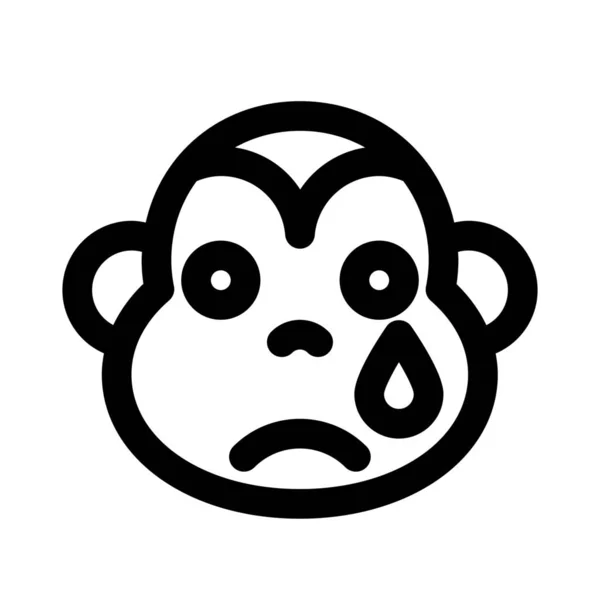 Sorglig Apa Emoji Med Tårflöde — Stock vektor
