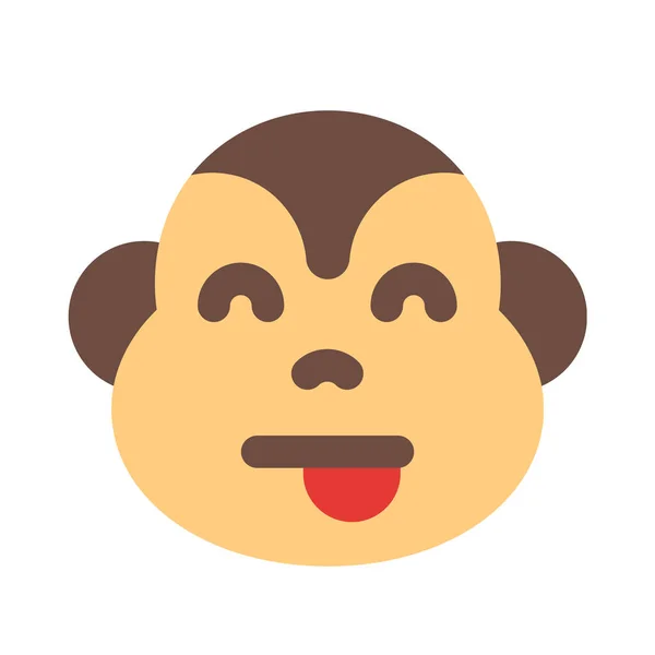 Małpa Język Out Dokuczanie Uśmiechnięty Emotikony Charakter — Wektor stockowy
