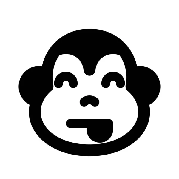 Macaco Língua Out Provocando Caráter Emoji Sorridente — Vetor de Stock