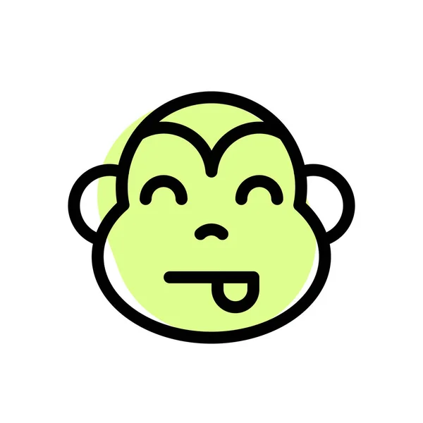 Monkey Tong Out Plagen Glimlachende Emoji Karakter — Stockvector