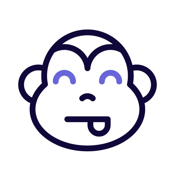 Macaco Língua Out Provocando Caráter Emoji Sorridente —  Vetores de Stock