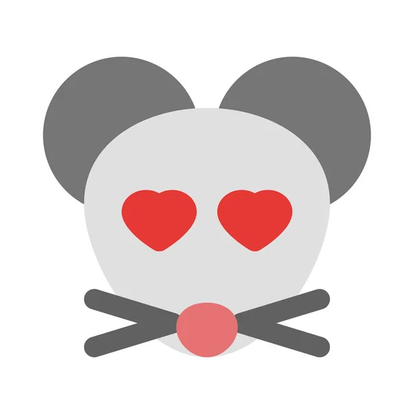 Souris Romantique Heureuse Avec Des Yeux Coeur Emoji — Image vectorielle