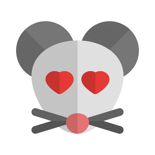Szczęśliwa Romantyczna Mysz Oczami Serca Emoji — Wektor stockowy