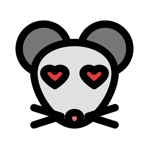 Šťastná Romantická Myš Srdečnýma Očima Emoji — Stockový vektor